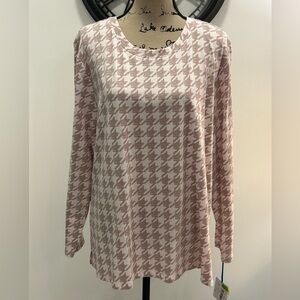 Sleep sense XL pink houndstooth sleep/lounge/everyday top NWT